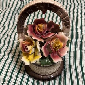 Vintage Capodimonte style porcelain flower basket